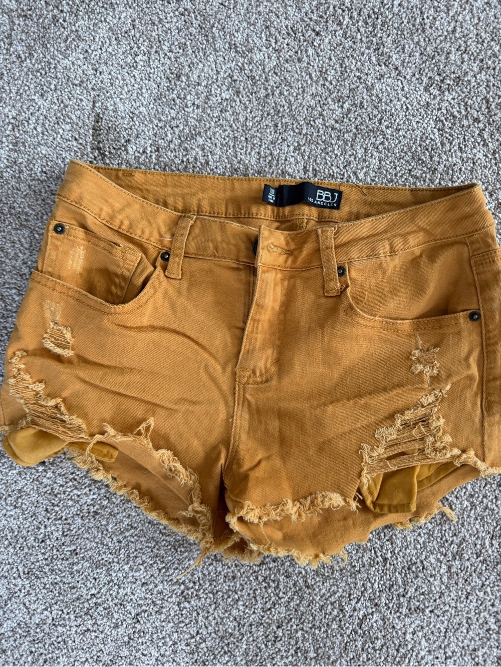 Mustard Distressed Denim Women's Shorts